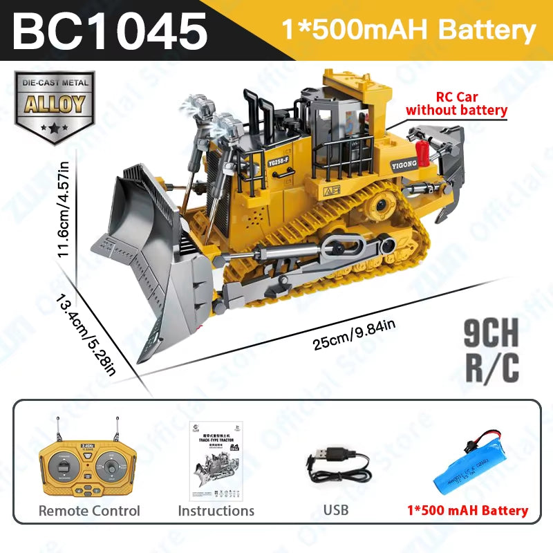 2.4G Remote Control Excavator Dump Truck RC Model Car Toy Professional Alloy Plastic Simulation Construction Vehicle for Kid