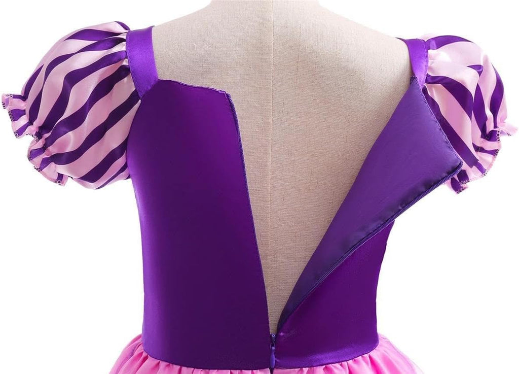 Baby Toddler Little Girls Long Hair Princess Fancy Dress up Costume Halloween Birthday Party Outfit Purple Gown