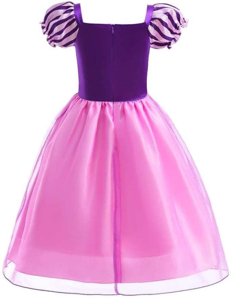 Baby Toddler Little Girls Long Hair Princess Fancy Dress up Costume Halloween Birthday Party Outfit Purple Gown