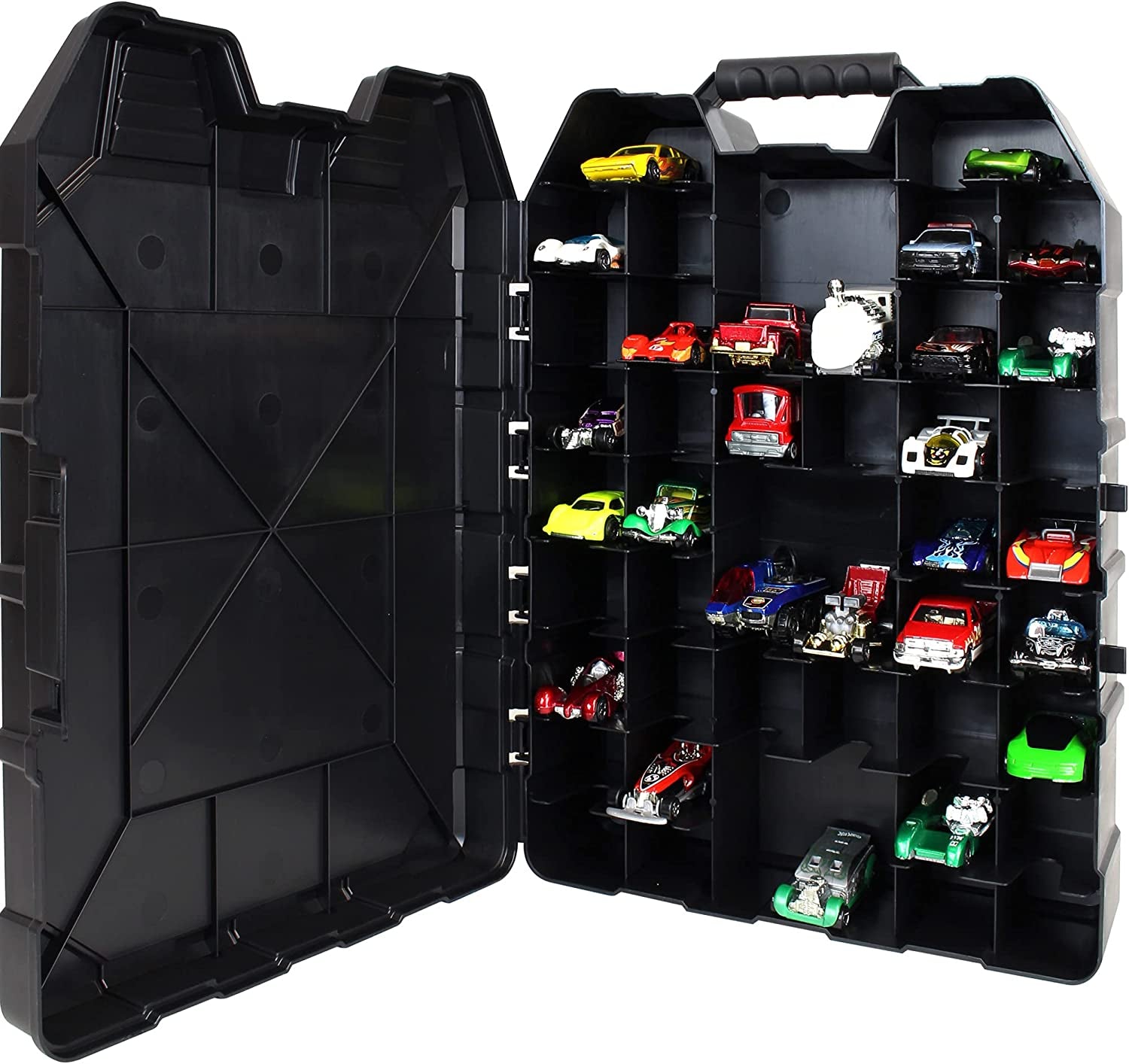 Hot Wheels 48-Car Storage Case – Durable Plastic Carrying Case with Handle for Die-Cast Toy Cars, Fits 1:64 Scale Vehicles, Organizer for Kids Travel & Display