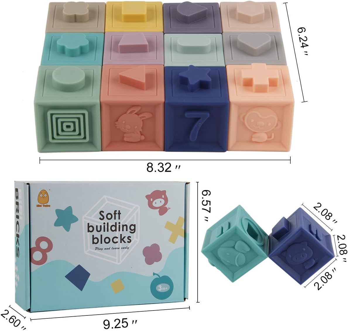 Baby Blocks Toys, Soft Building Blocks for Babies 6-12 Months