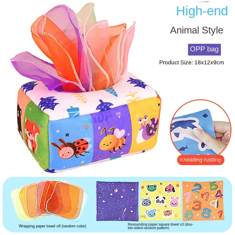 Baby Montessori Toy,Magic Tissue Box,Educational Learning Activity Sensory Toy for Kids Finger Exercising Busy Board Baby Game