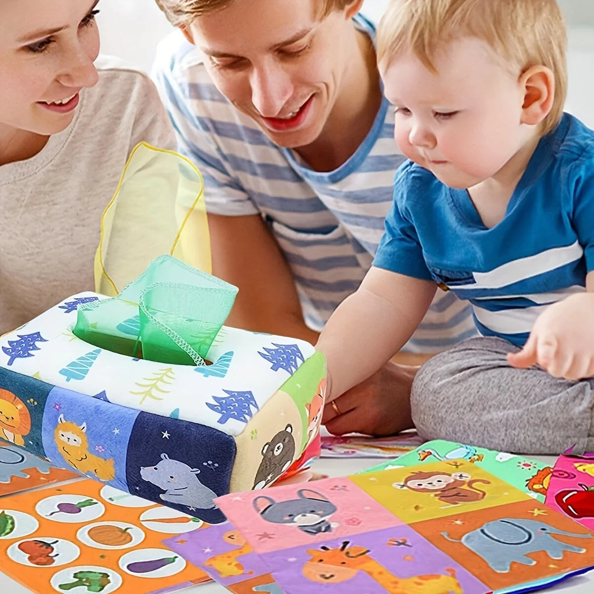 Baby Montessori Toy,Magic Tissue Box,Educational Learning Activity Sensory Toy for Kids Finger Exercising Busy Board Baby Game