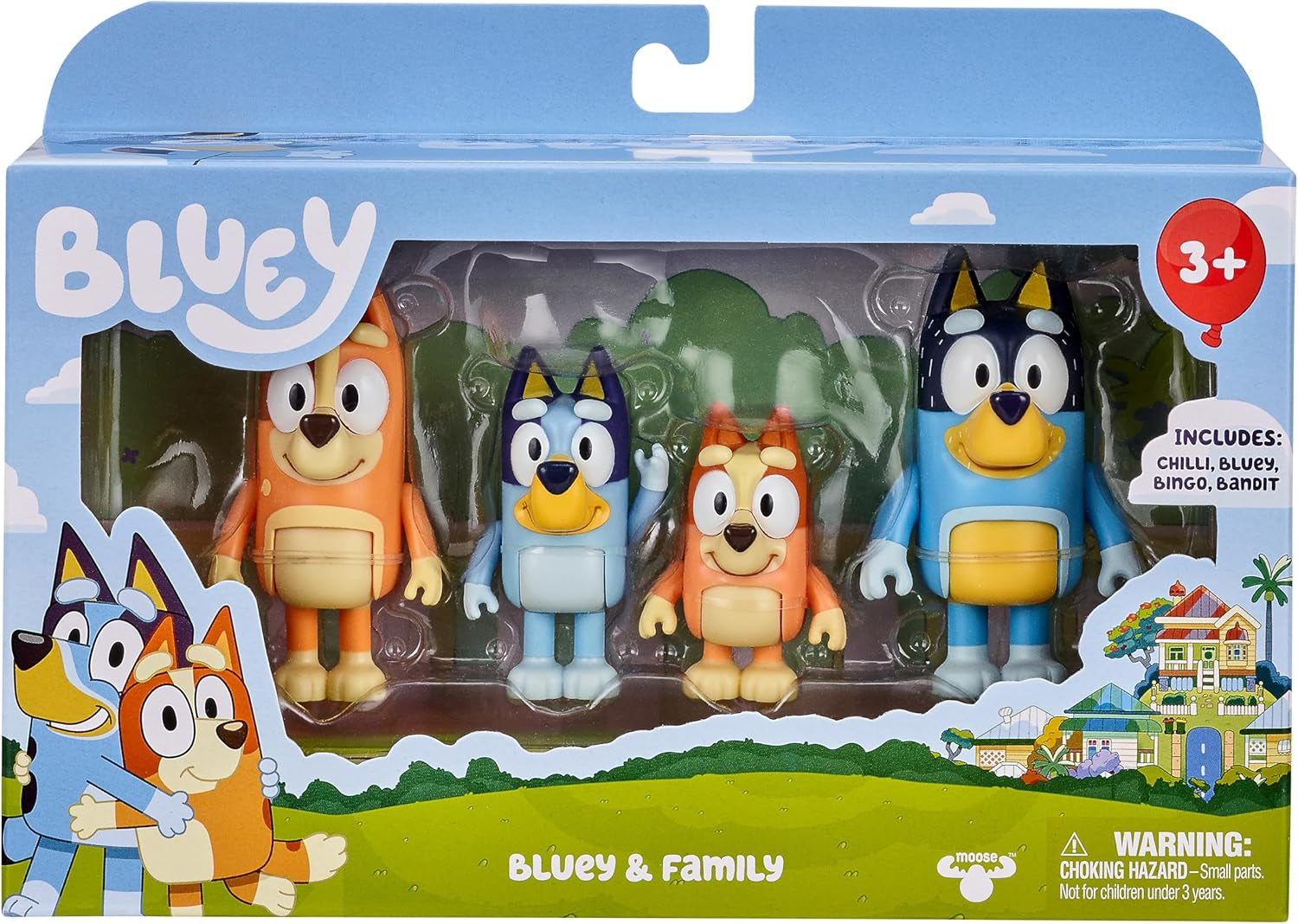 Family Figure 4-Pack, Poseable Toys with Bingo & Bandit