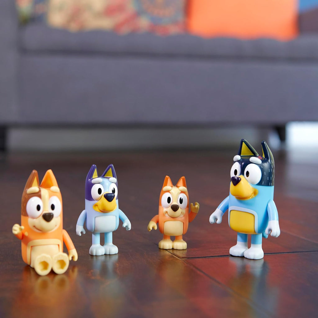 Family Figure 4-Pack, Poseable Toys with Bingo & Bandit
