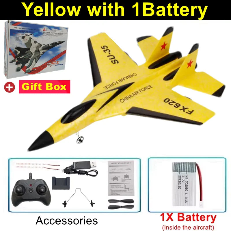 RC Airplane EPP Foam Aircraft Remote Control Plane SU35 Fighter Easy to Fly Helicopter Drone with Night Lights Glider Toy Gift