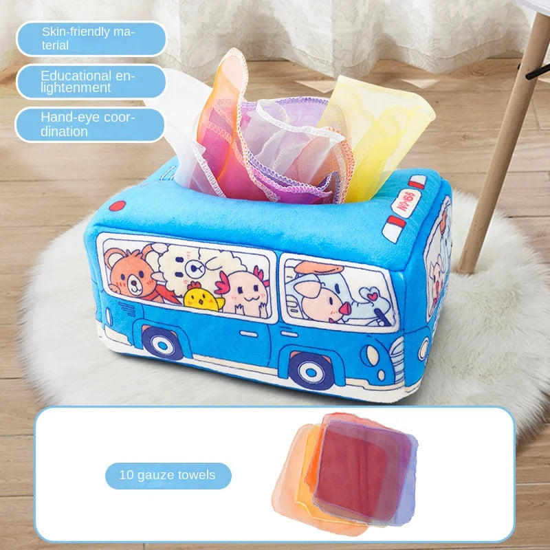 Baby Montessori Toy,Magic Tissue Box,Educational Learning Activity Sensory Toy for Kids Finger Exercising Busy Board Baby Game