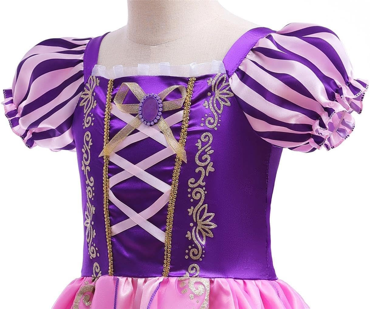 Baby Toddler Little Girls Long Hair Princess Fancy Dress up Costume Halloween Birthday Party Outfit Purple Gown