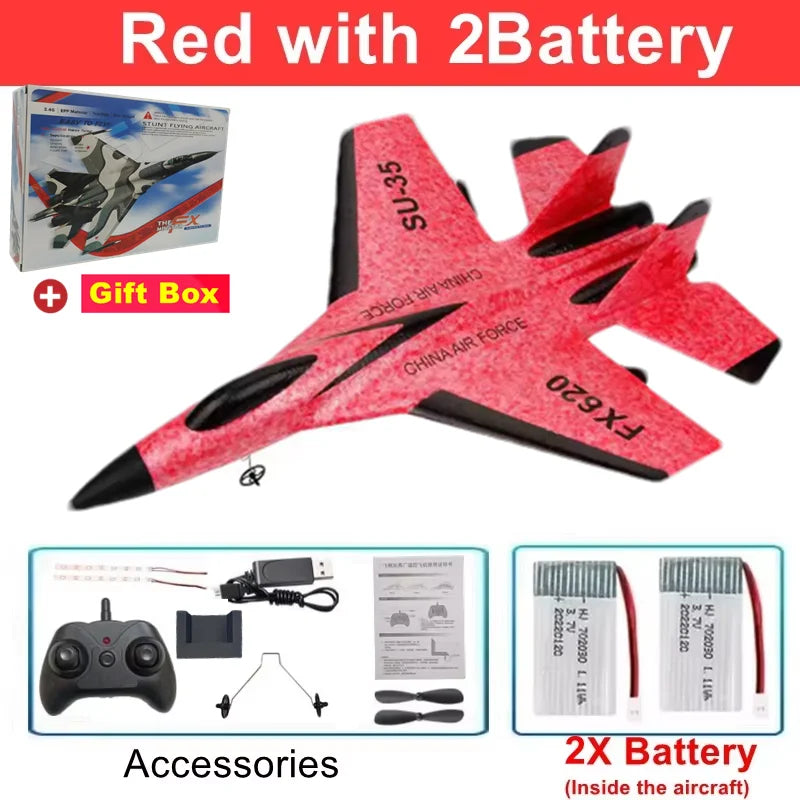 RC Airplane EPP Foam Aircraft Remote Control Plane SU35 Fighter Easy to Fly Helicopter Drone with Night Lights Glider Toy Gift